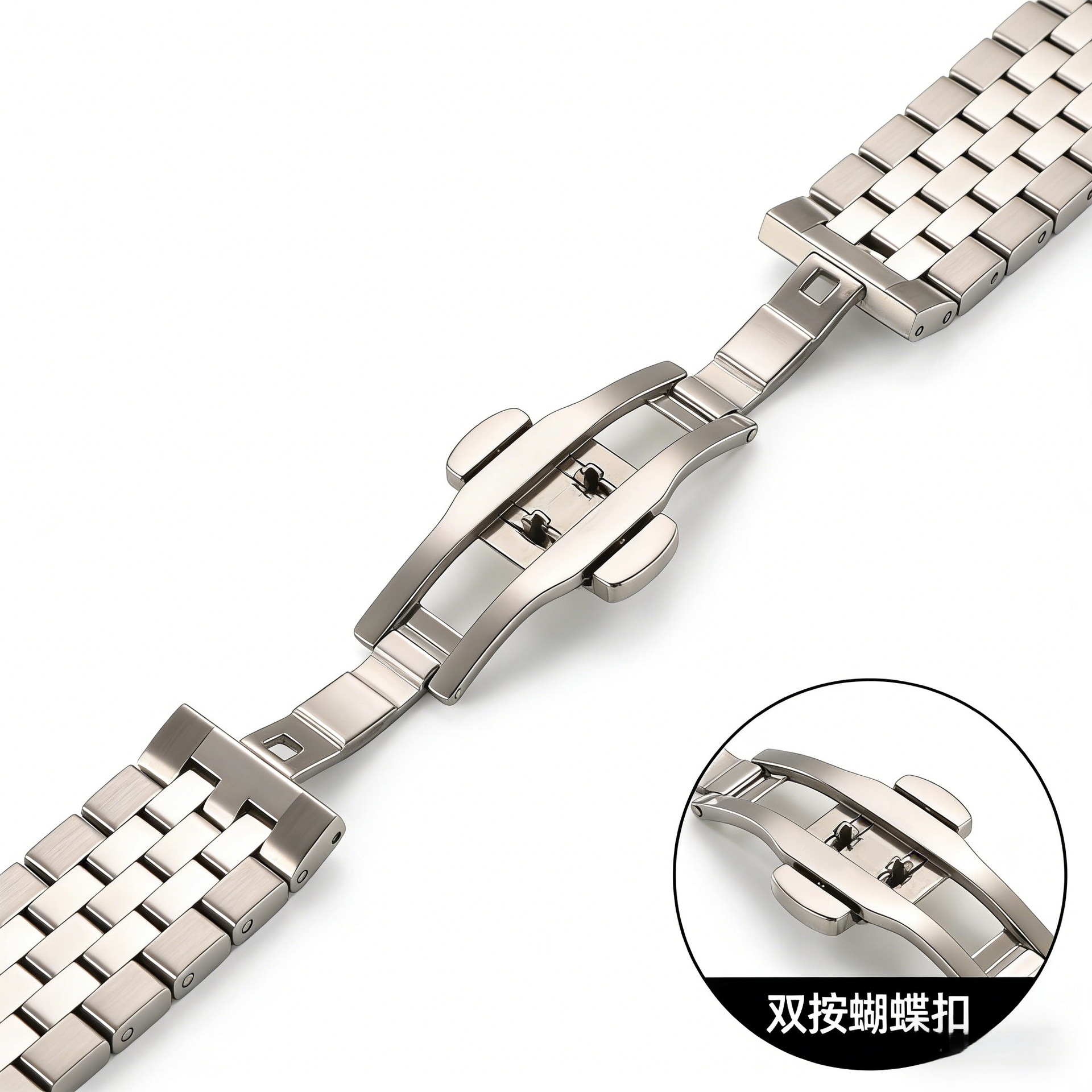 Open double-push butterfly clasp detail